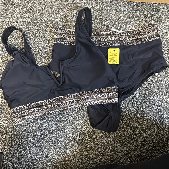 Black Leopard Trim Women's Swimsuit - Picture 1 of 4